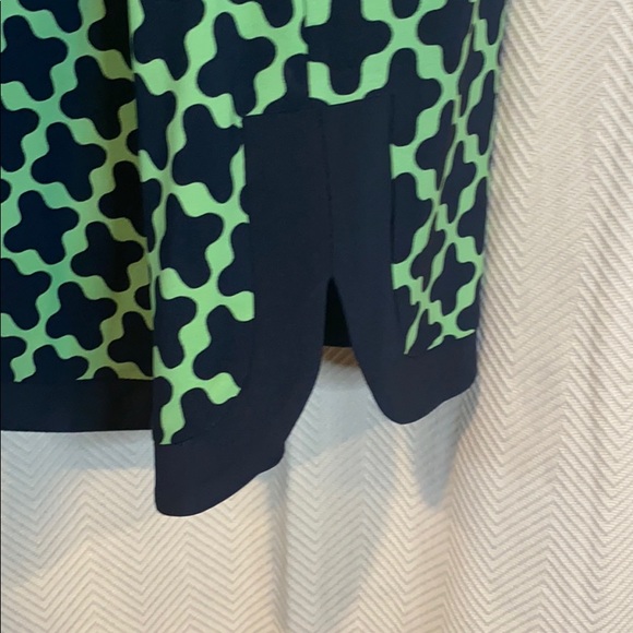 Navy and Green Geometric 3/4 Sleeves Dress - Picture 4 of 5